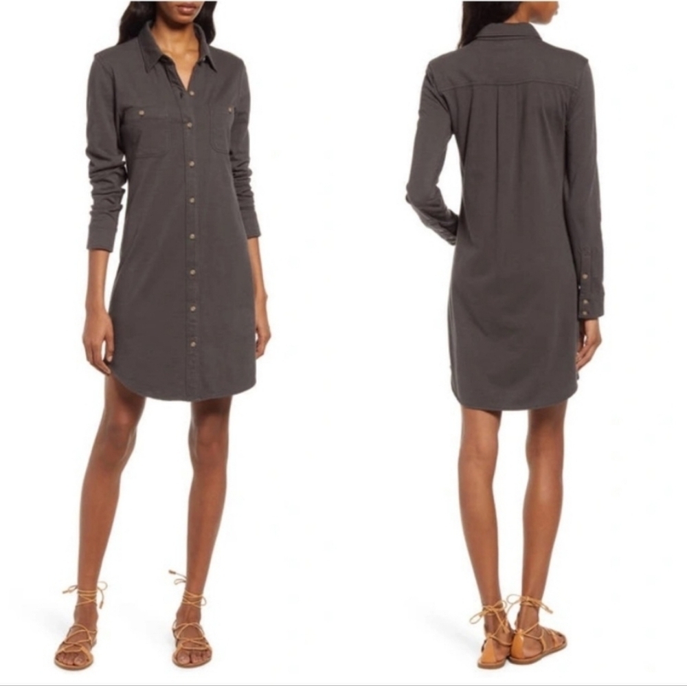 NWT Faherty Seasons Knit Long Sleeve Organic Cotton Shirt Dress Lagenlook Sz XS